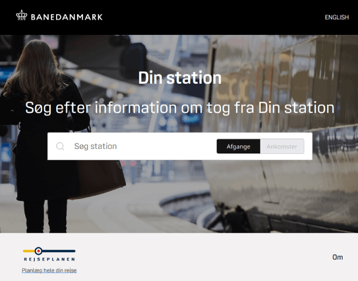 Banedanmark Din Station timetable website
